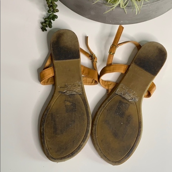 Pierre Dumas Ankle Strap Sandal Cognac Gold open toe women’s shoe size 8 - Picture 7 of 8